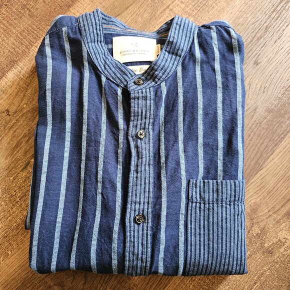Scotch & Soda Striped Linen Sleeve Tabs Regular Fit  Button Up Paradise Shirt, L - Picture 12 of 12